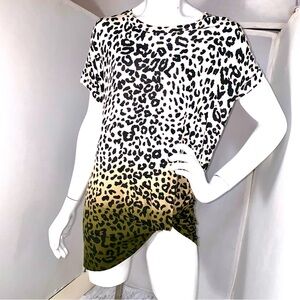 Workshop Republic Clothing Leopard Ombre Short Sleeve Top - White, Yellow, Green